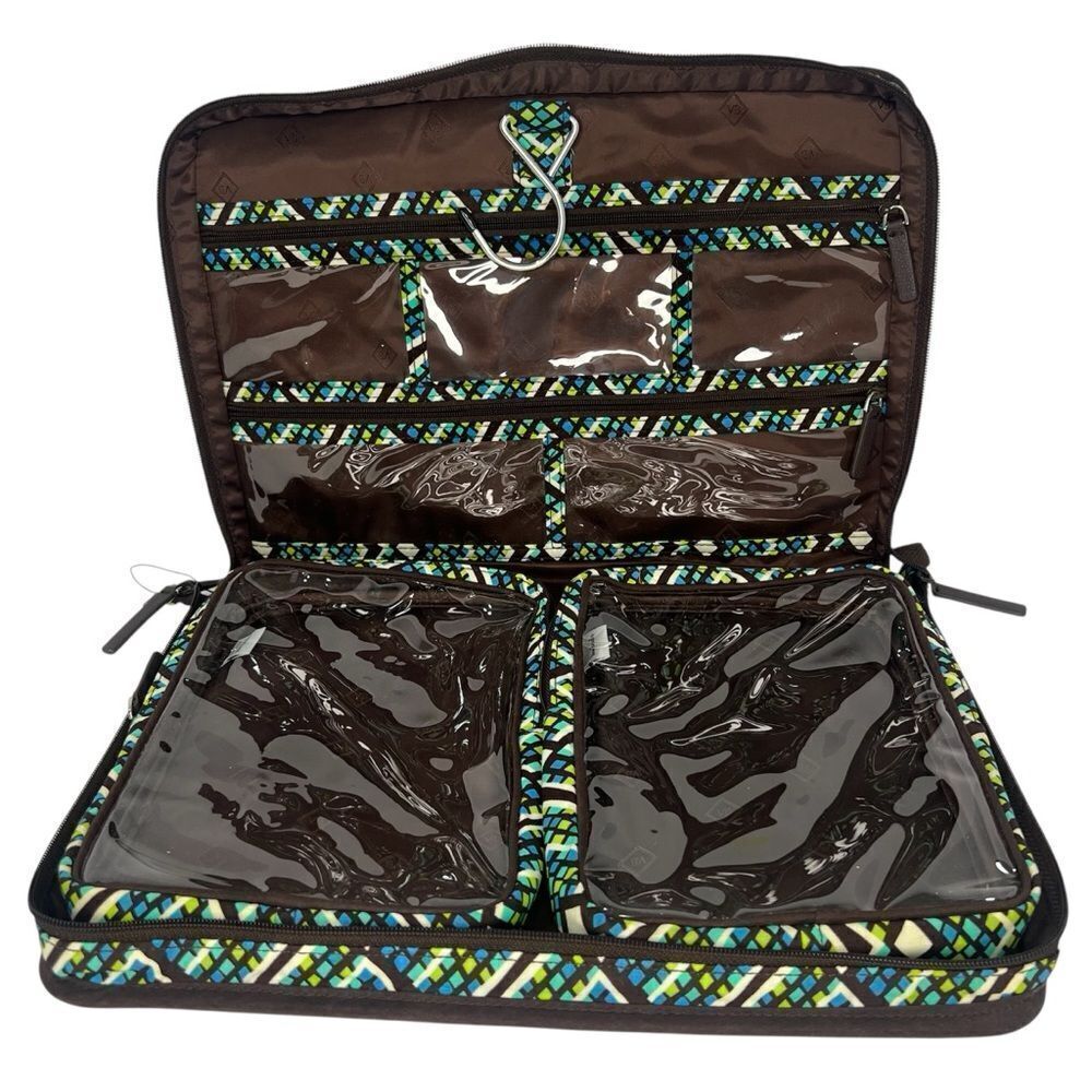 NWOT Vera Bradley Tablet Tamer Travel Hanging Jewelry Cosmetic Brown Quilted Bag